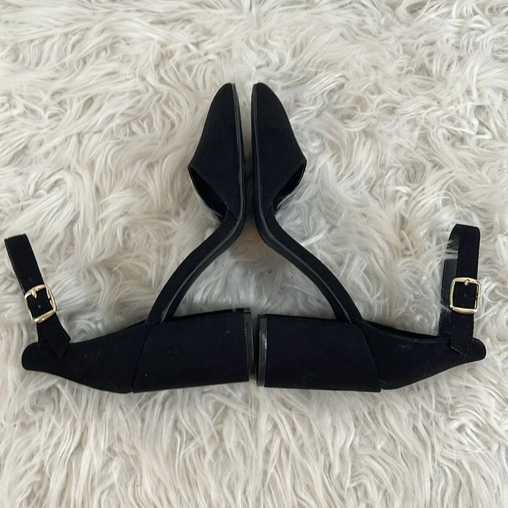 LULUS Ellarose Black Suede Ankle Strap Chunky Heels Size 5 NEW - Picture 10 of 15